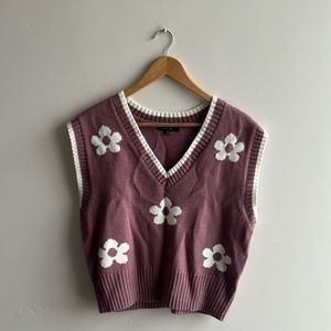 Mauve floral sweater vest